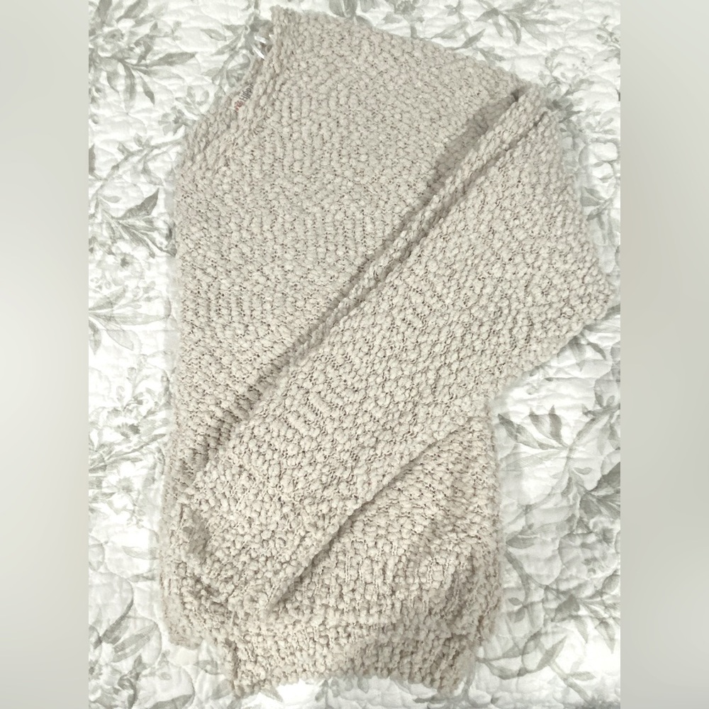 Hippie Rose v-neck front and back sweater in the color oatmeal